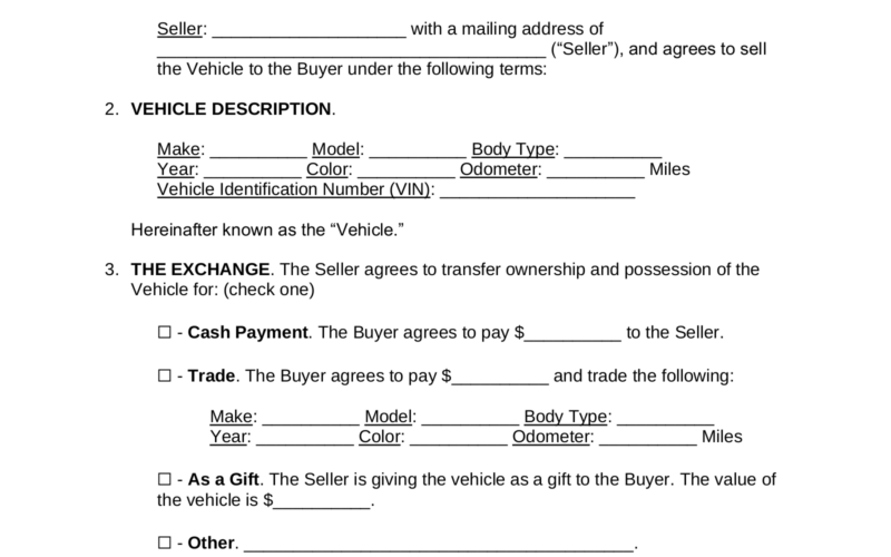 Free Motor Vehicle DMV Bill Of Sale Form PDF Word EForms