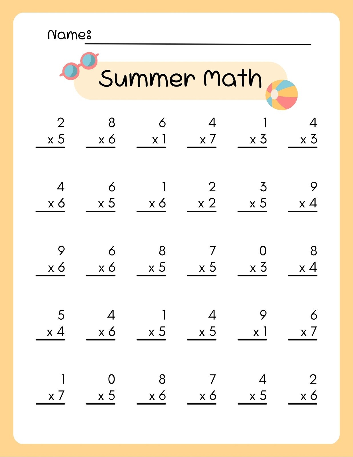 Free Multiplication Worksheet To Use And Print Canva Free Multiplication Worksheet To Use And Print Canva