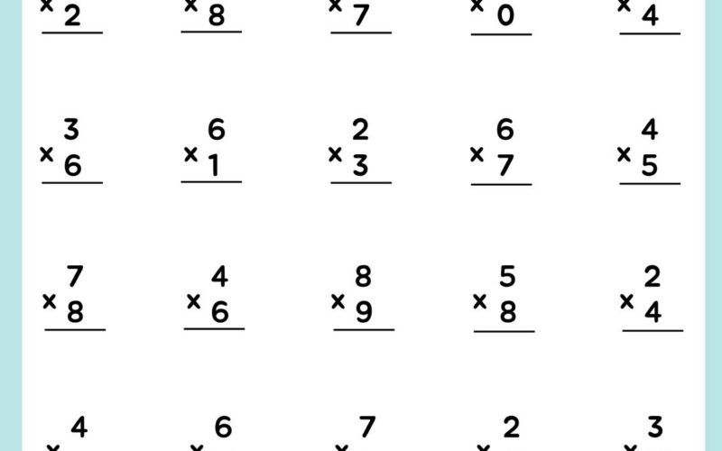 Free Multiplication Worksheet To Use And Print Canva