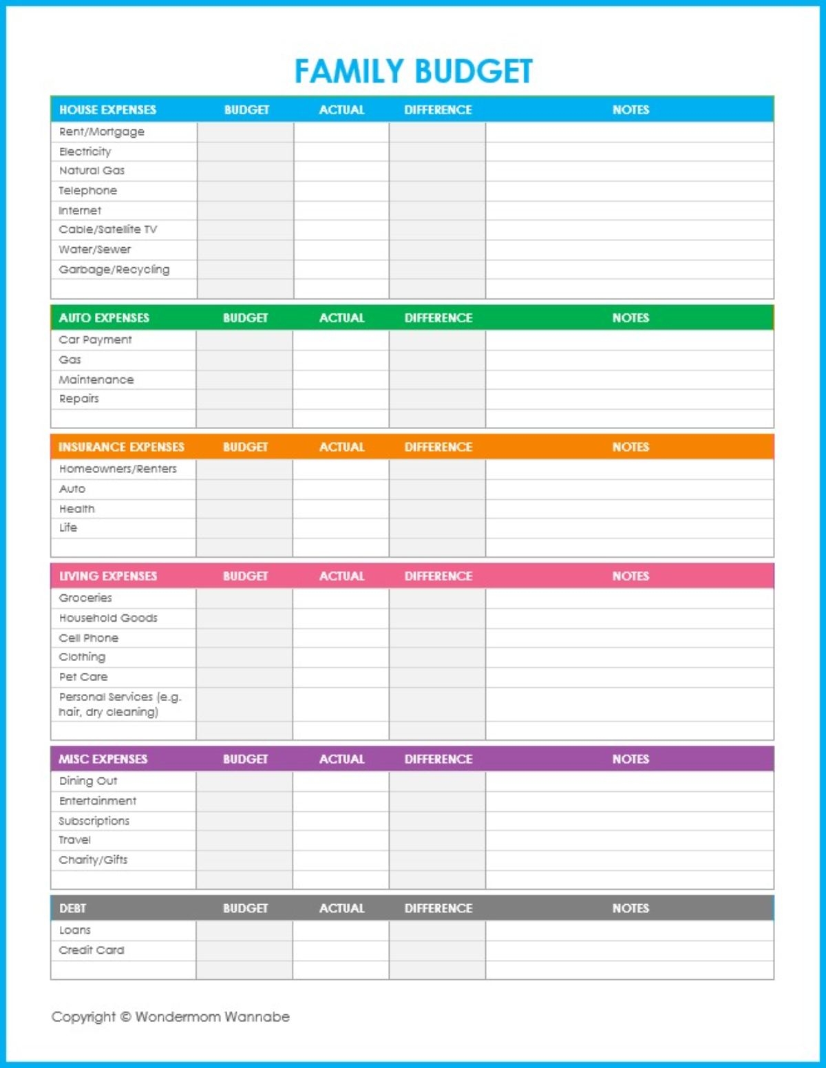 blank free printable low income budget beginner printable budget worksheet