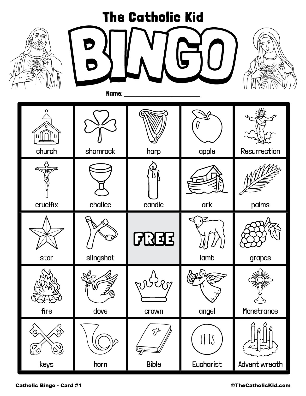 Free Printable Catholic Bingo Game Cards TheCatholicKid