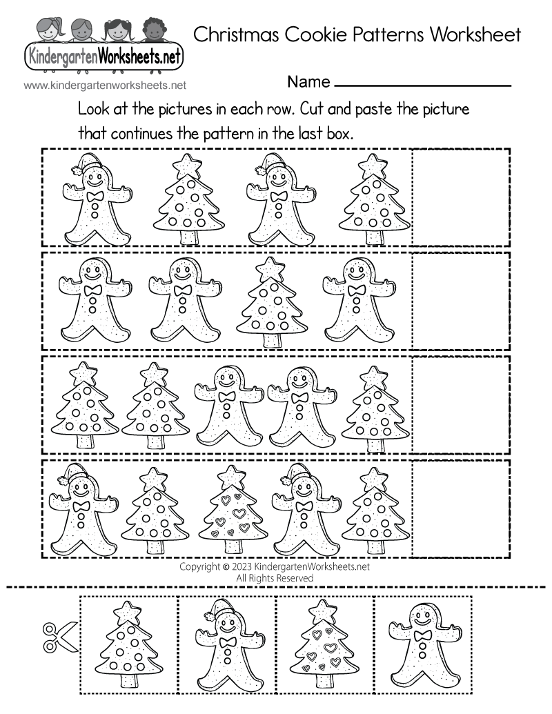 Free Printable Christmas Cookie Patterns Worksheet