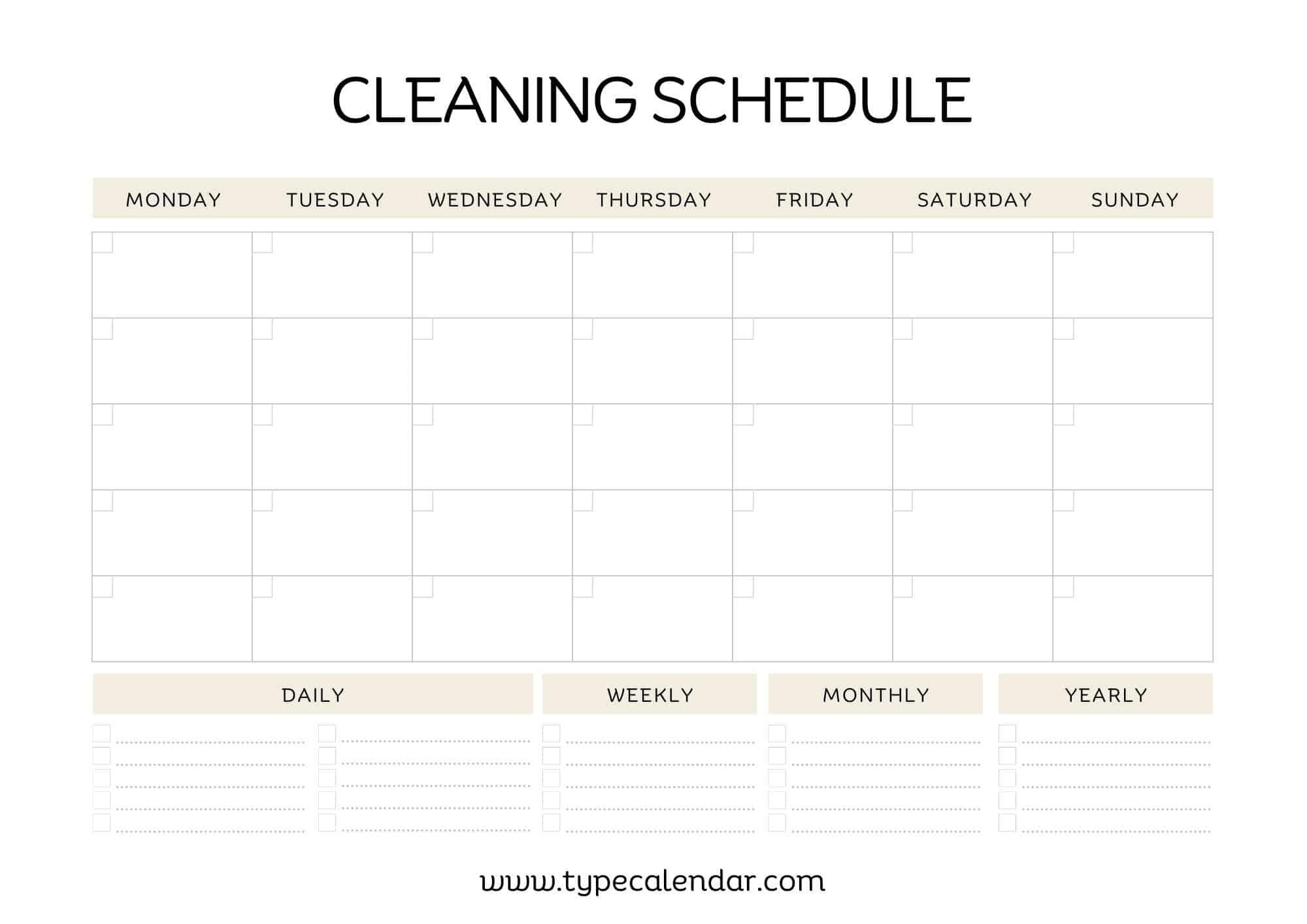 Free Printable Cleaning Schedule Templates PDF Excel Word 