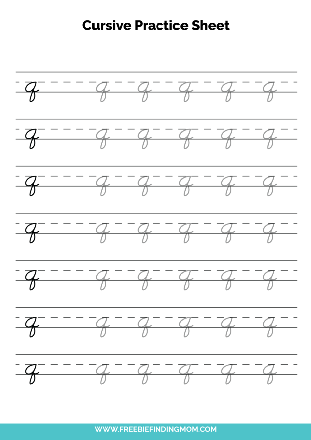 Free Printable Cursive Alphabet Practice Sheets Lowercase Q Free Printable Cursive Alphabet Practice Sheets Lowercase Q