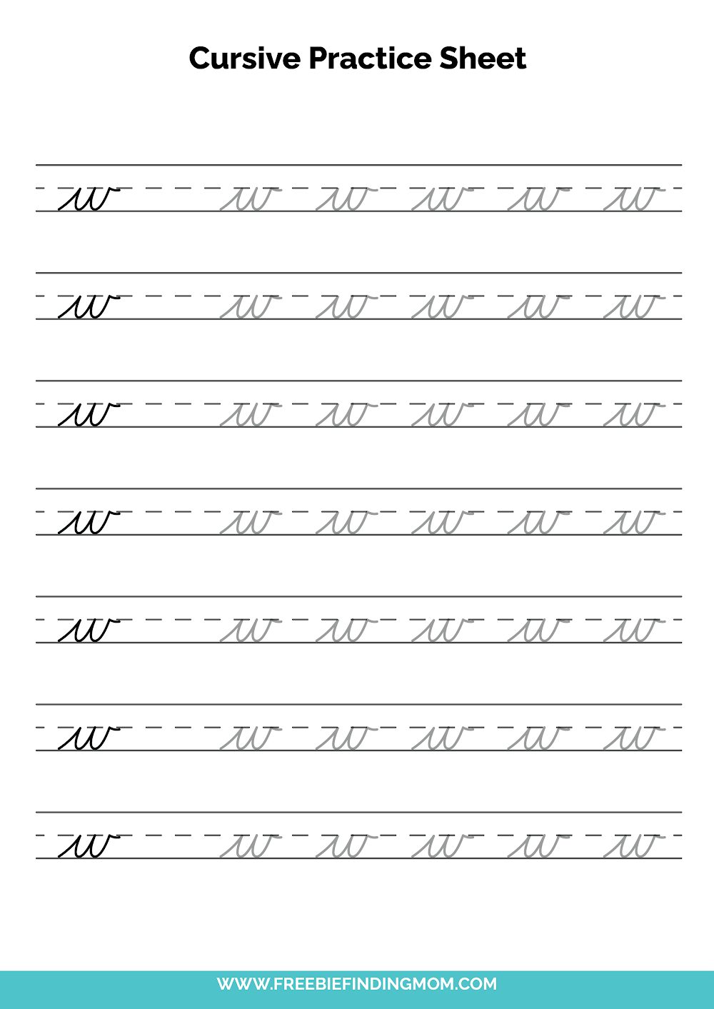 Free Printable Cursive Alphabet Practice Sheets Lowercase W