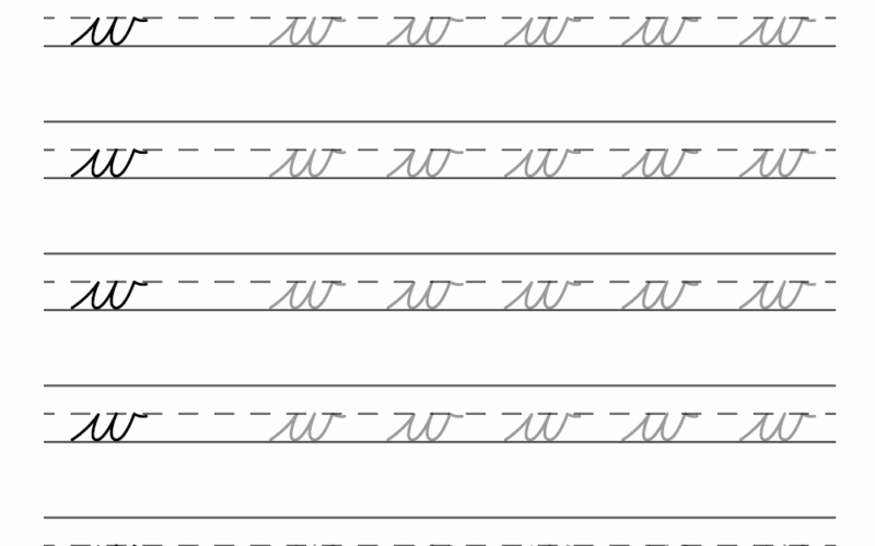 Free Printable Cursive Alphabet Practice Sheets Lowercase W