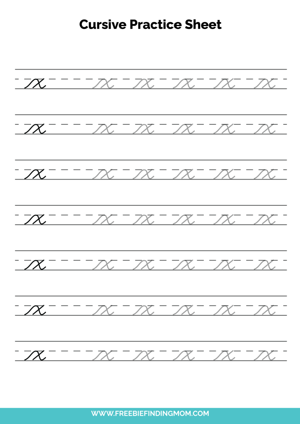 Free Printable Cursive Alphabet Practice Sheets Lowercase X Free Printable Cursive Alphabet Practice Sheets Lowercase X