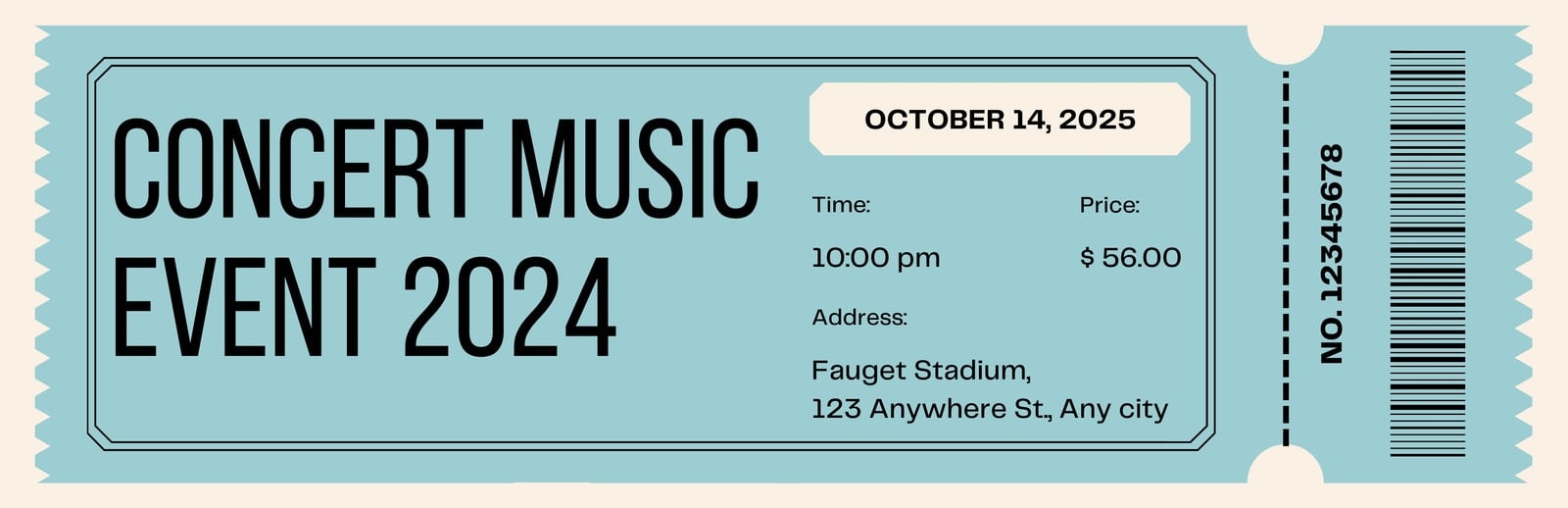 Free Printable Customizable Concert Ticket Templates Canva