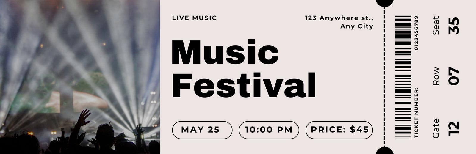 Free Printable Customizable Concert Ticket Templates Canva