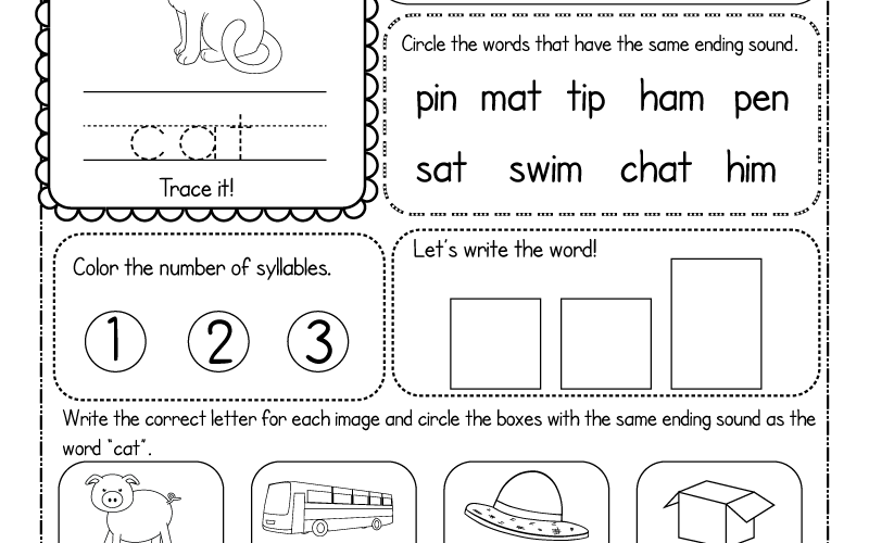 Free Printable CVC Words Worksheet