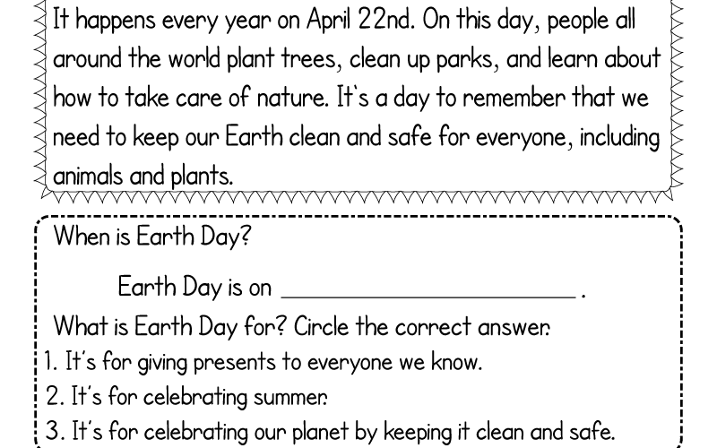 Free Printable Earth Day Worksheet
