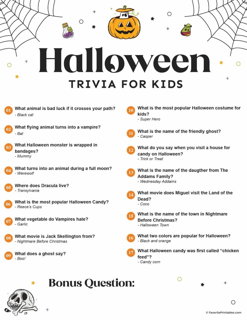 Free Printable Halloween Trivia For Kids Favorite Printables Free Printable Halloween Trivia For Kids Favorite Printables