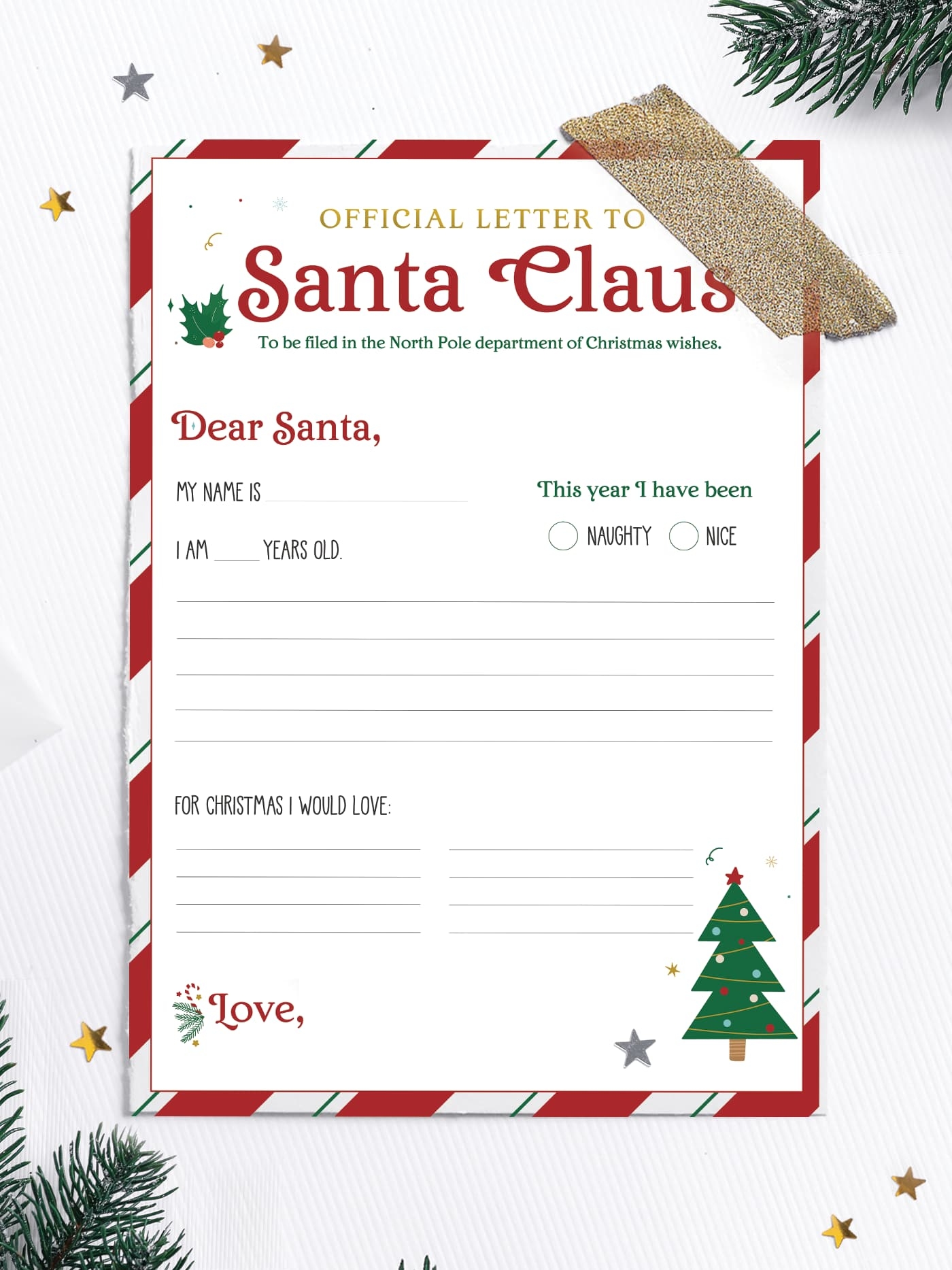 santa template letter printable