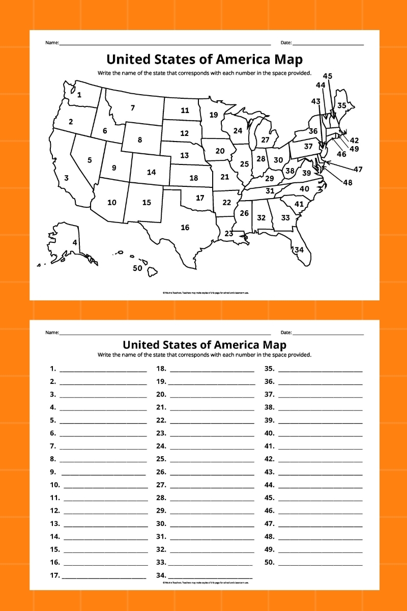 free printable states and capitals worksheets
