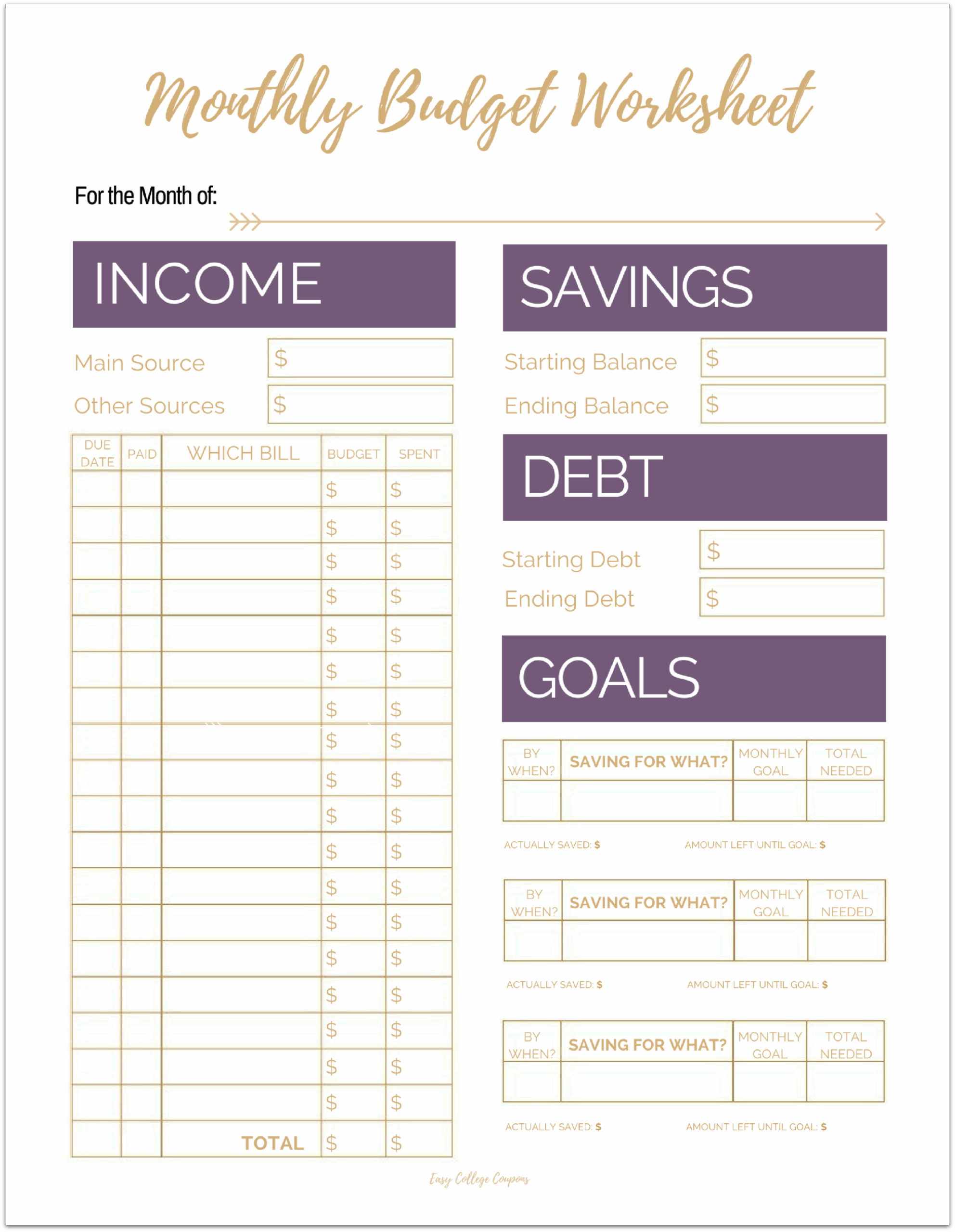 printable monthly budget worksheet