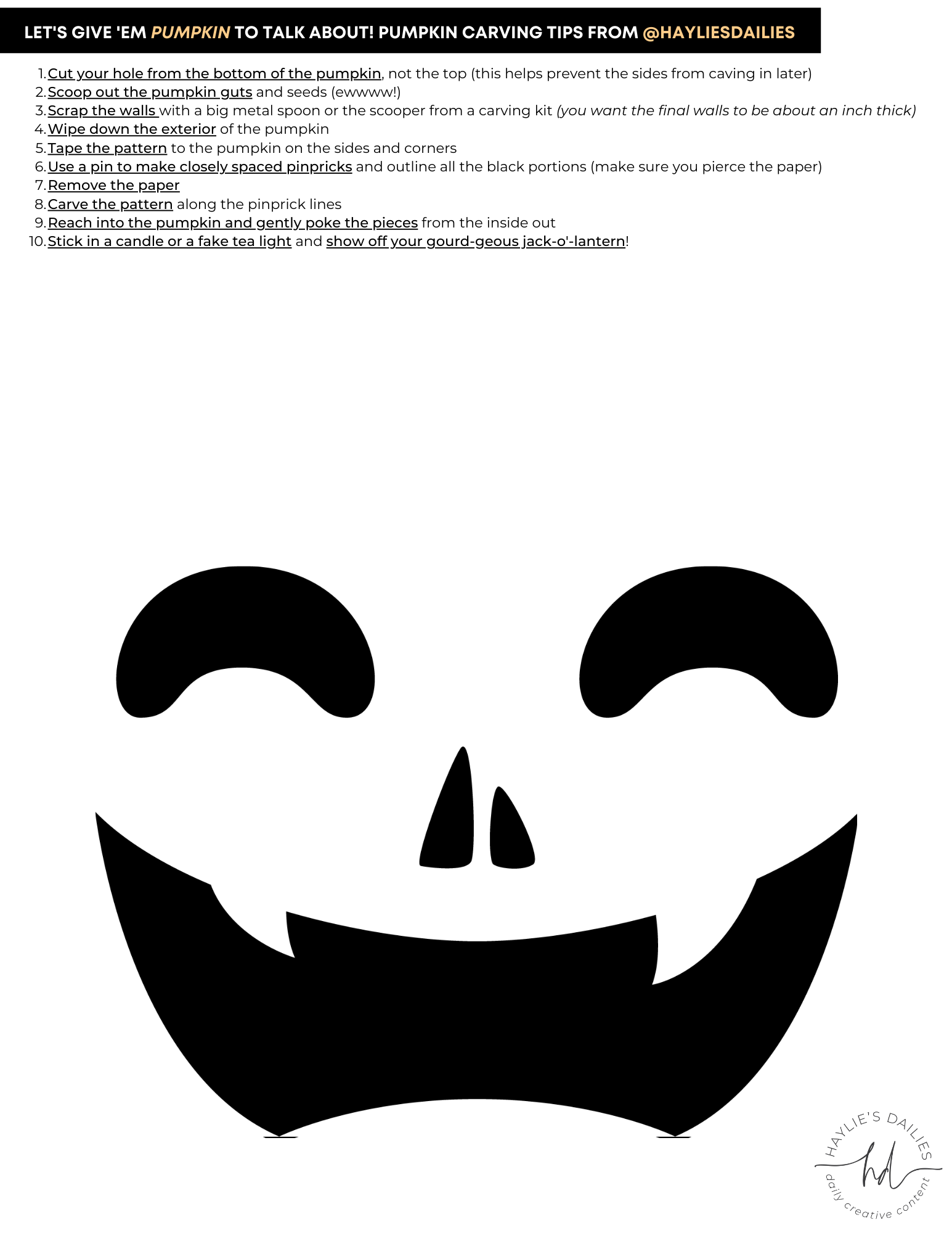 Free Printable Pumpkin Carving Patterns For The Most Boo tiful Jack o Lanterns In Town Haylie s Dailies