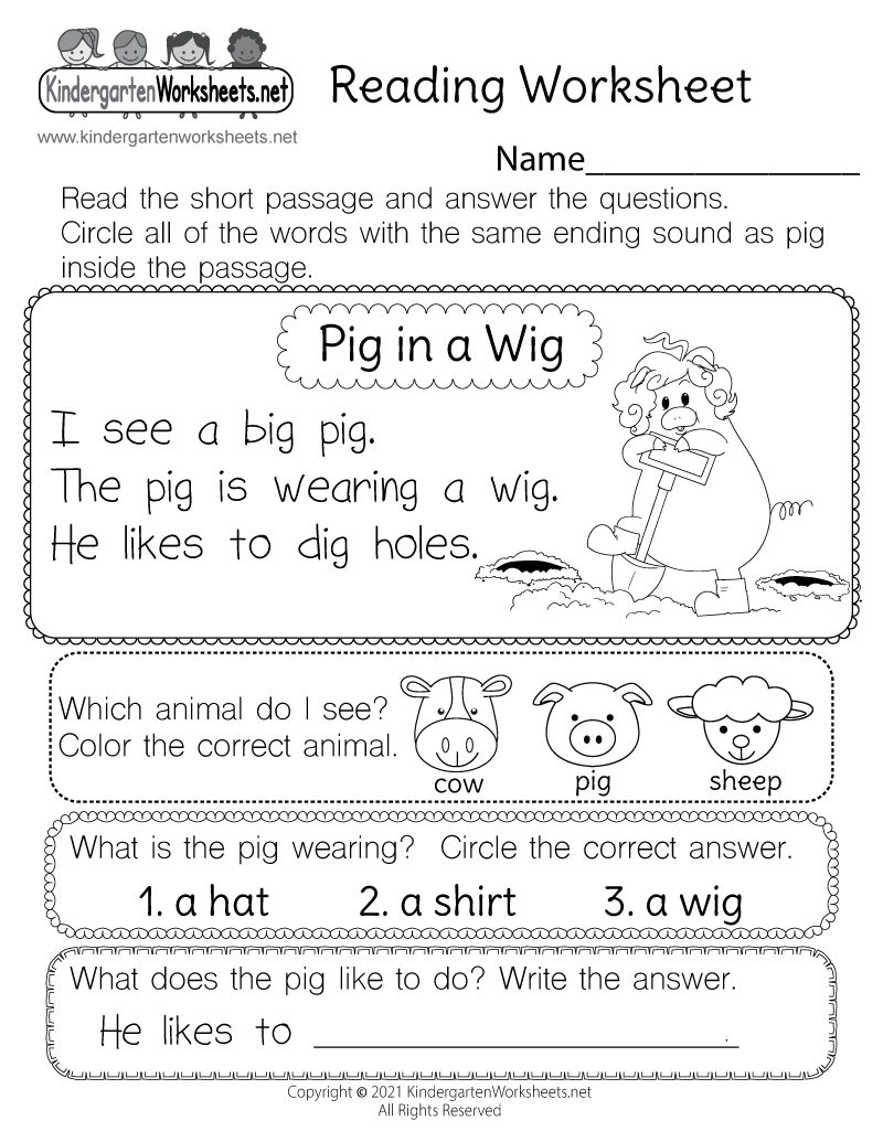 Free Printable Reading Worksheet Free Printable Reading Worksheet