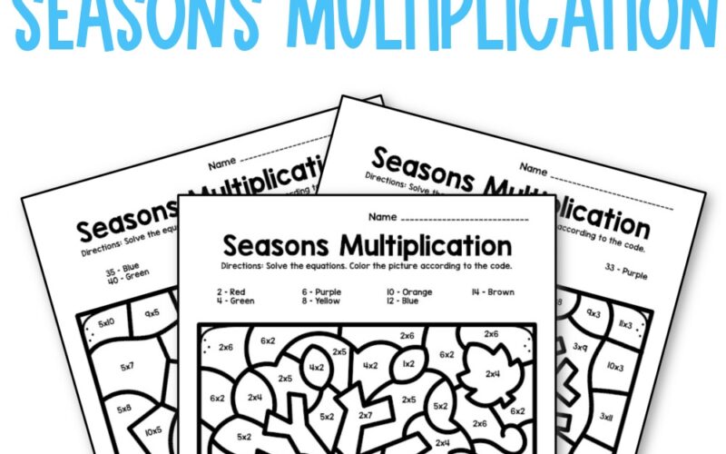 Free Printable Seasons Color By Number Multiplication Worksheets The Keeper Of The Memories