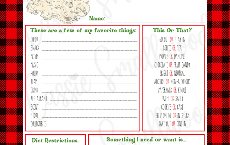 Free Printable Secret Santa Questionnaire Templates Cassie Smallwood