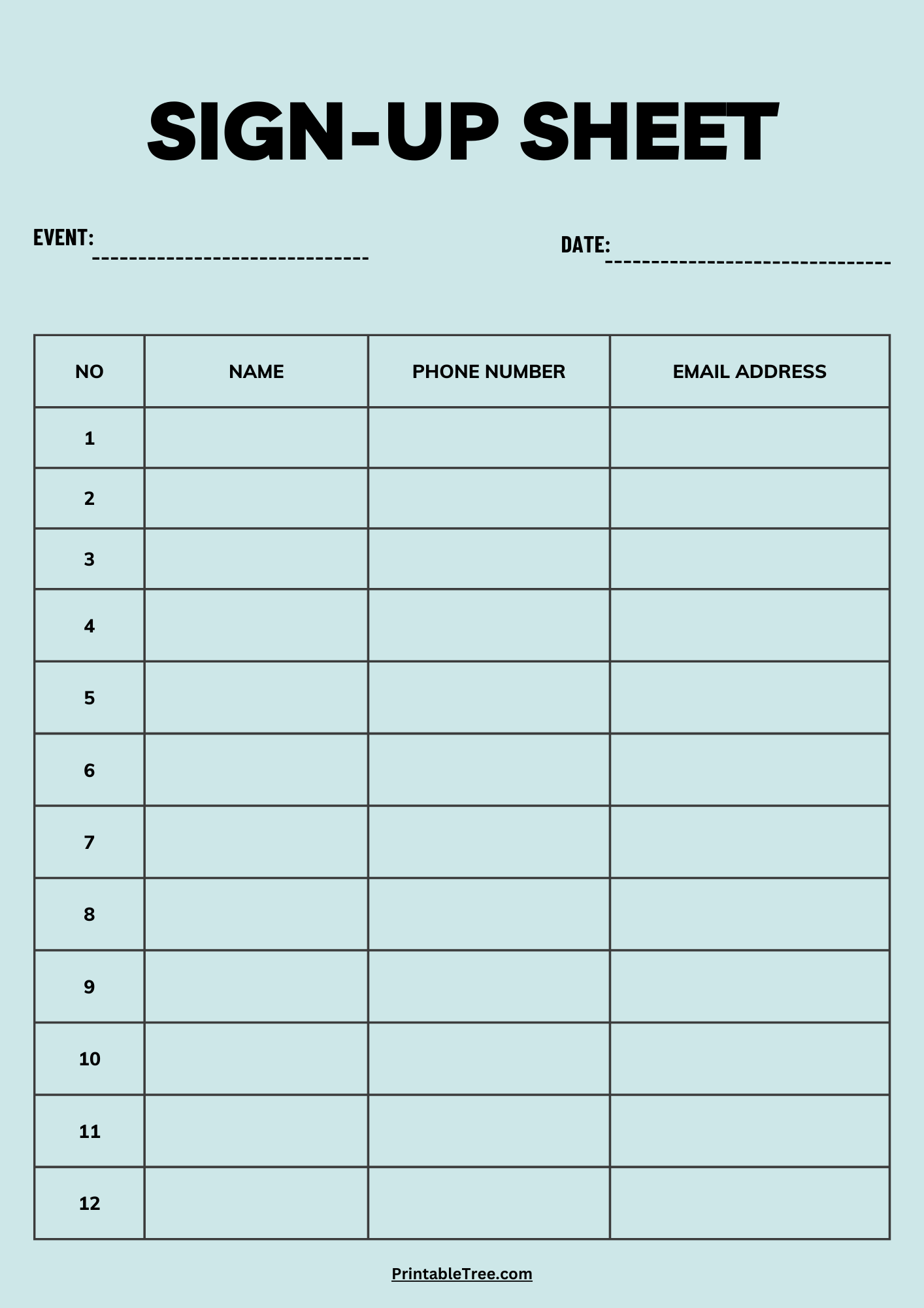 Free Printable Sign up And Sign in Sheet PDF Templates Free Printable Sign up And Sign in Sheet PDF Templates