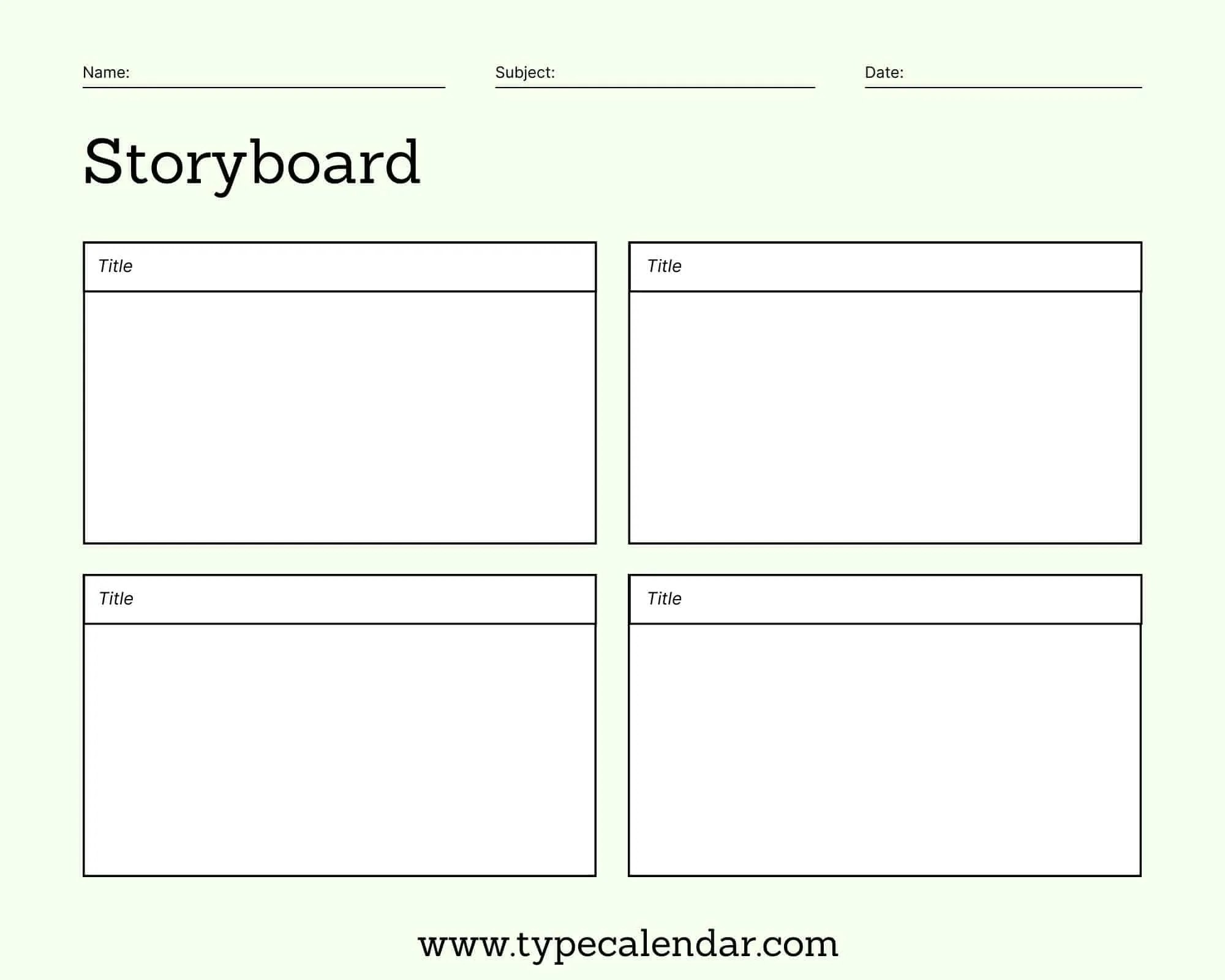 Free Printable Storyboard Templates PDF Word Blank Example