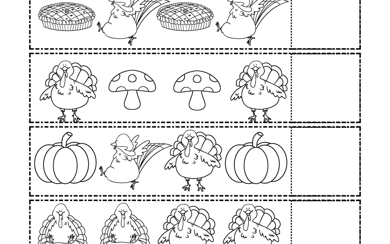 Free Printable Thanksgiving Patterns Worksheet
