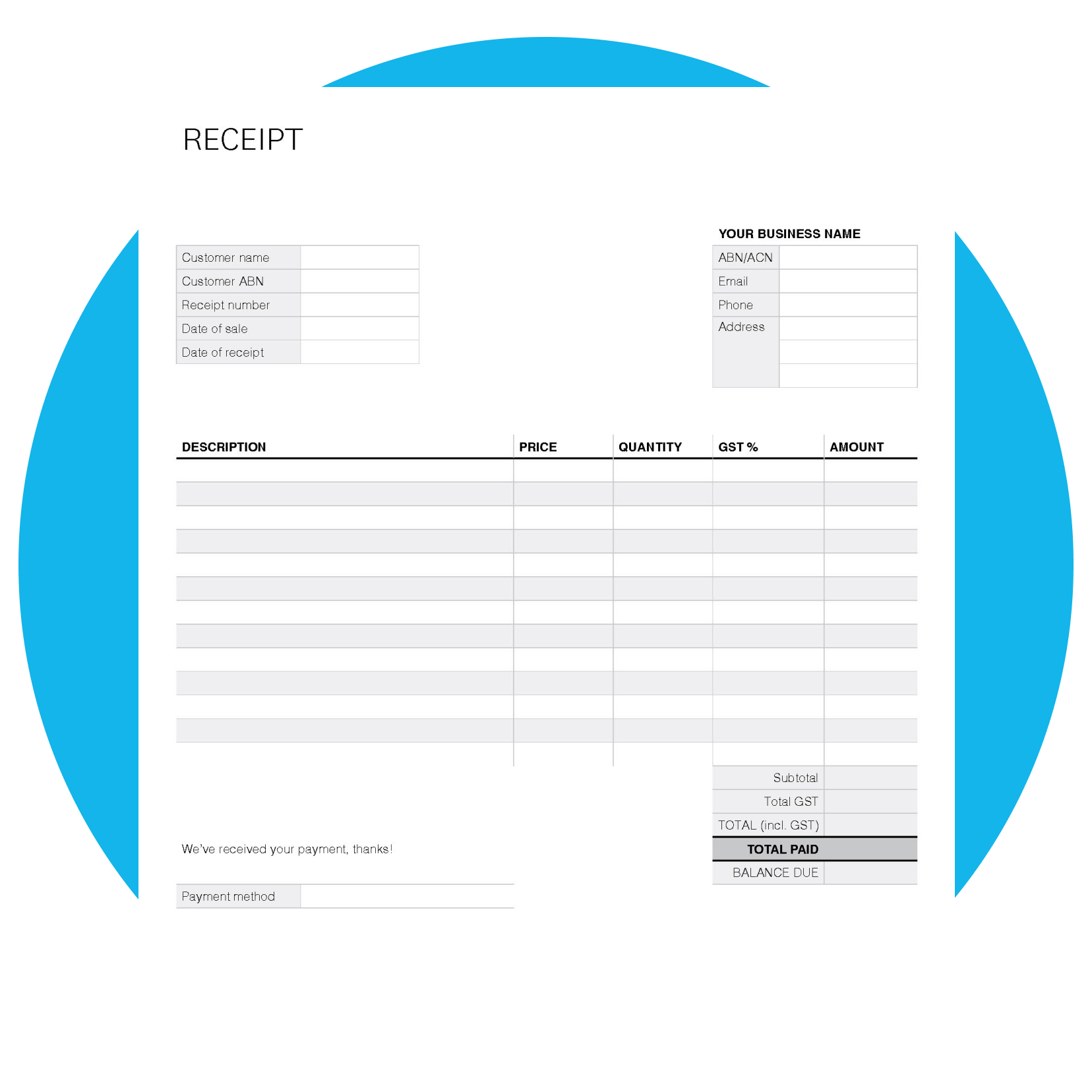 free printable templates for receipts