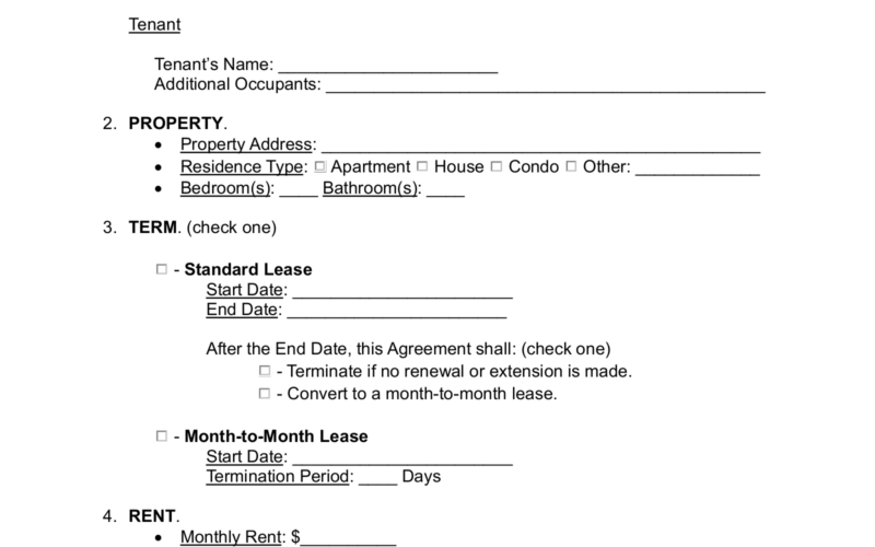 Free Rental Lease Agreement Templates 15 PDF Word EForms