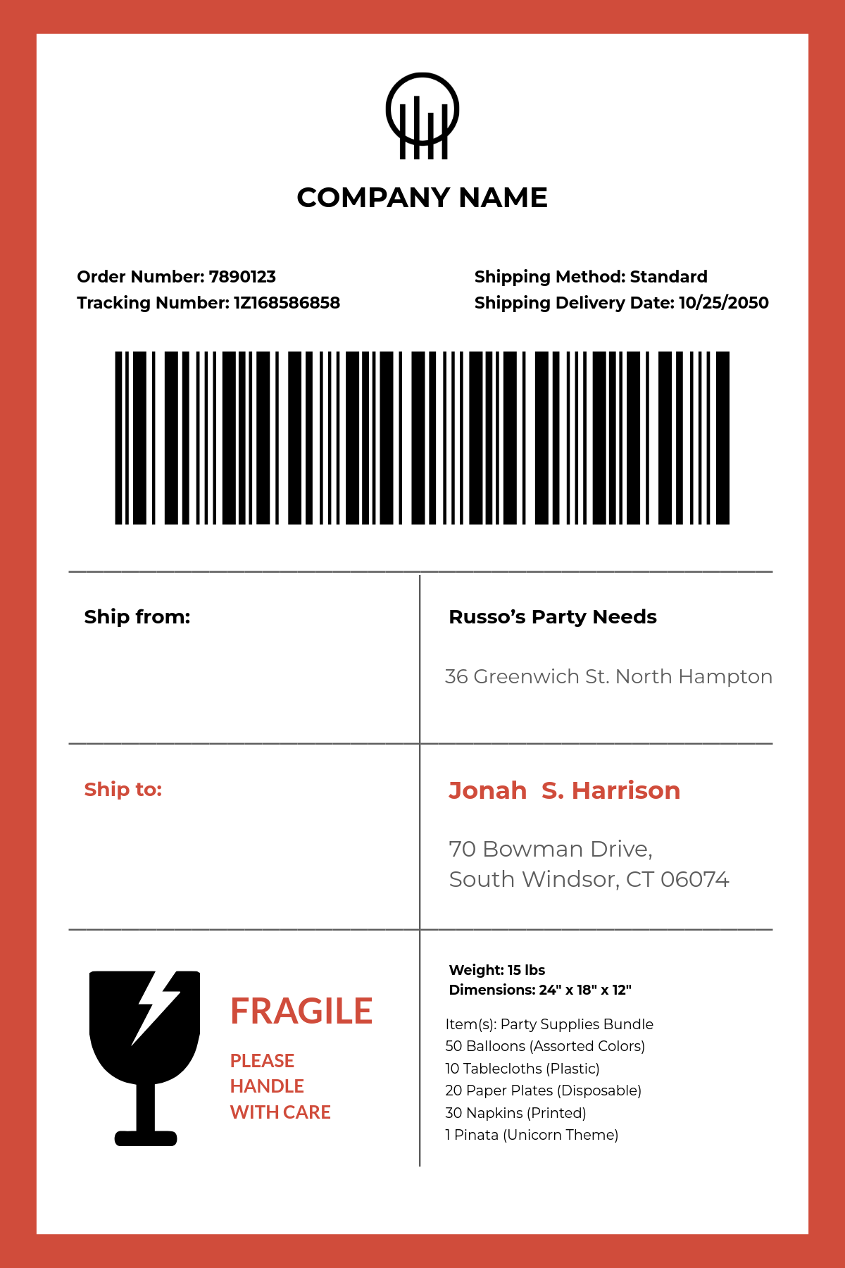 printable shipping label template