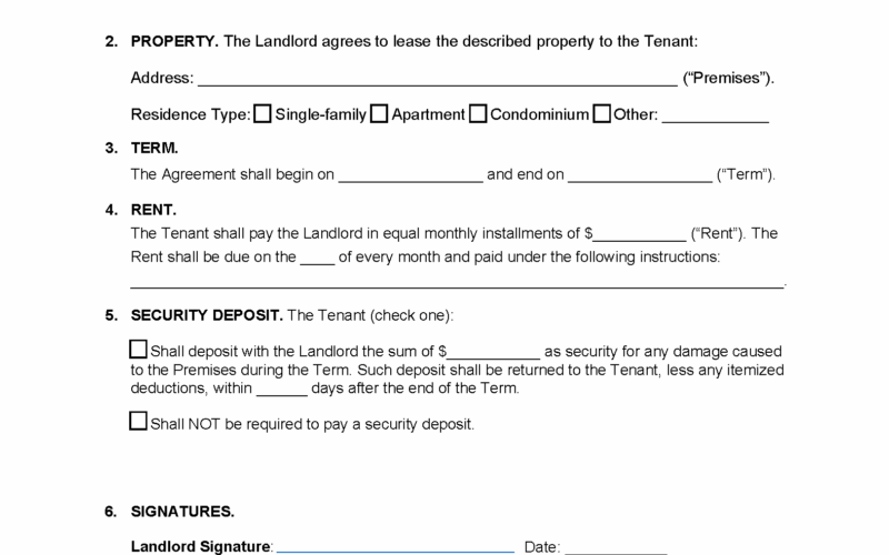 Free Simple 1 Page Lease Agreement Template PDF Word