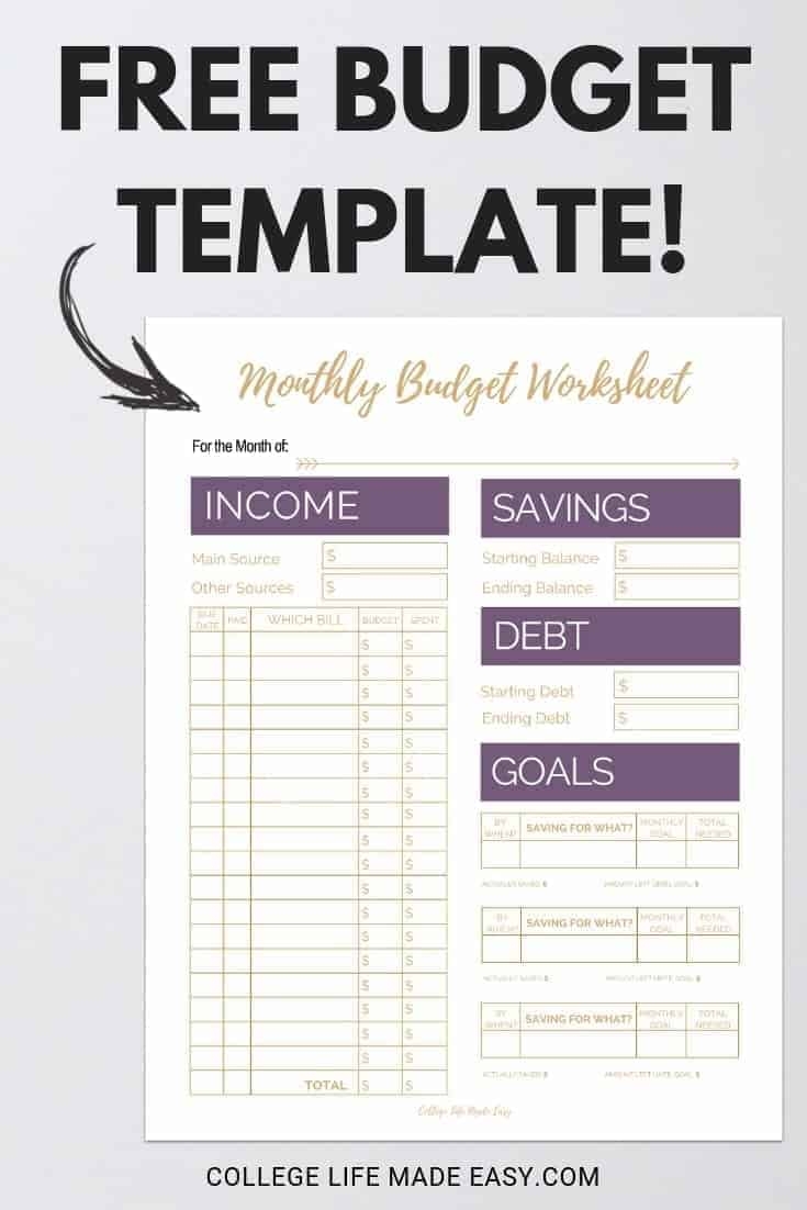 Free Simple Monthly Budget Template