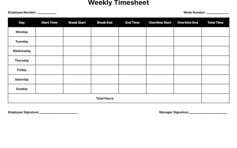 Free Timesheet Templates Download Daily Weekly And Monthly Time Sheets
