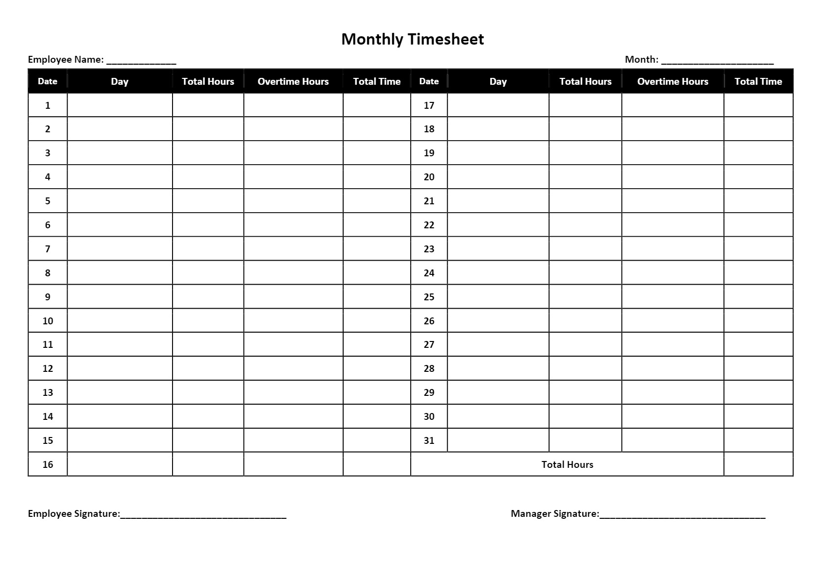 Free Timesheet Templates Download Daily Weekly And Monthly Time Sheets Free Timesheet Templates Download Daily Weekly And Monthly Time Sheets