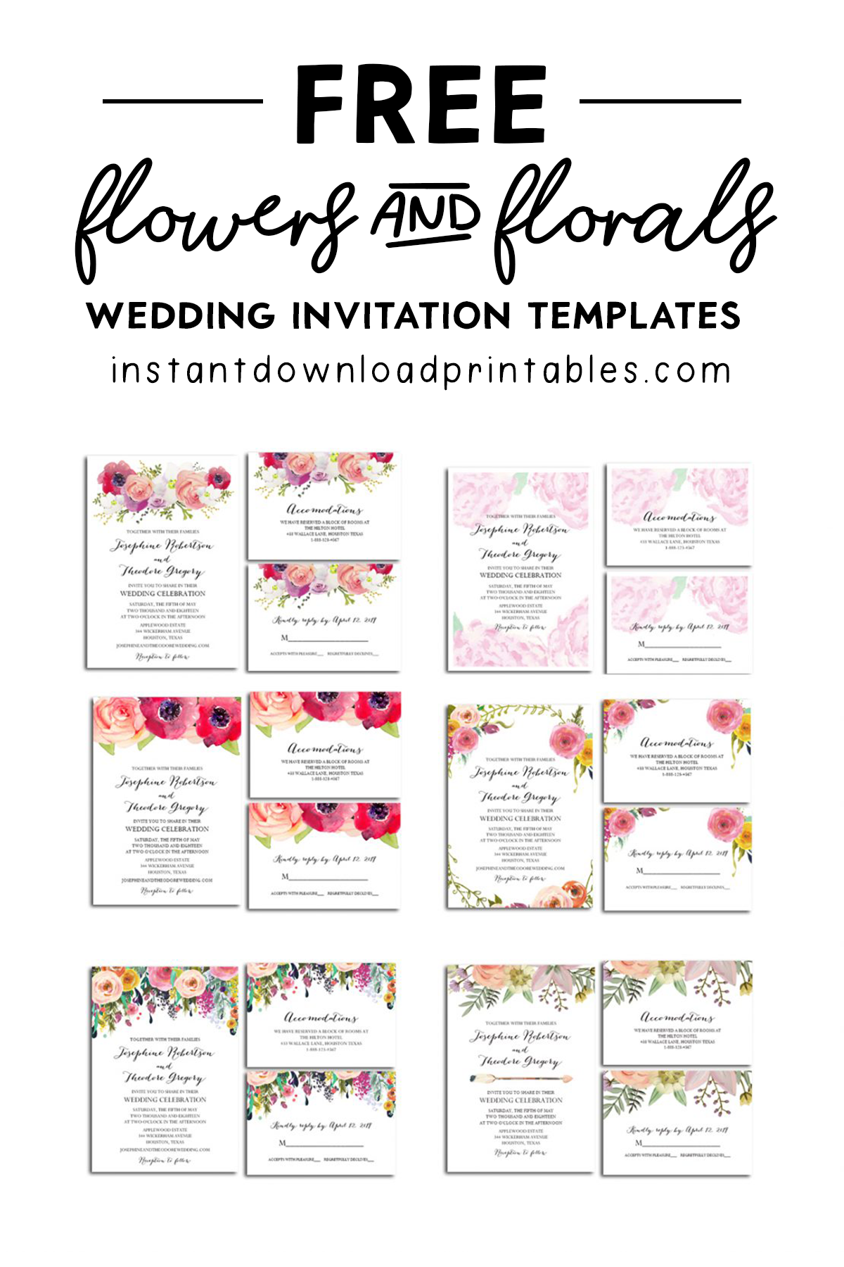 Free Wedding Invitation Templates Instant Download Printables Instant Download Printables