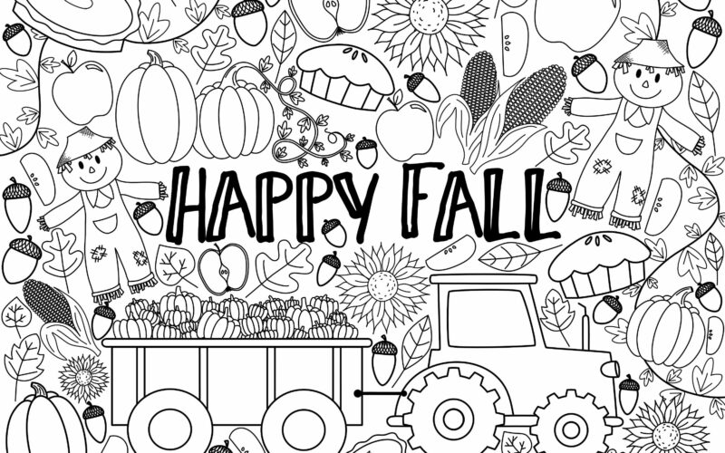 GIANT Fall Coloring Page digital Download Etsy