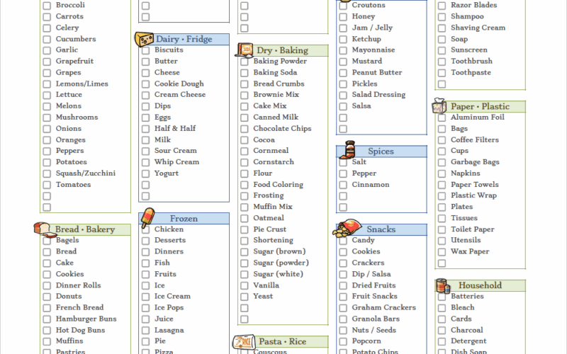Grocery List And Shopping List Templates