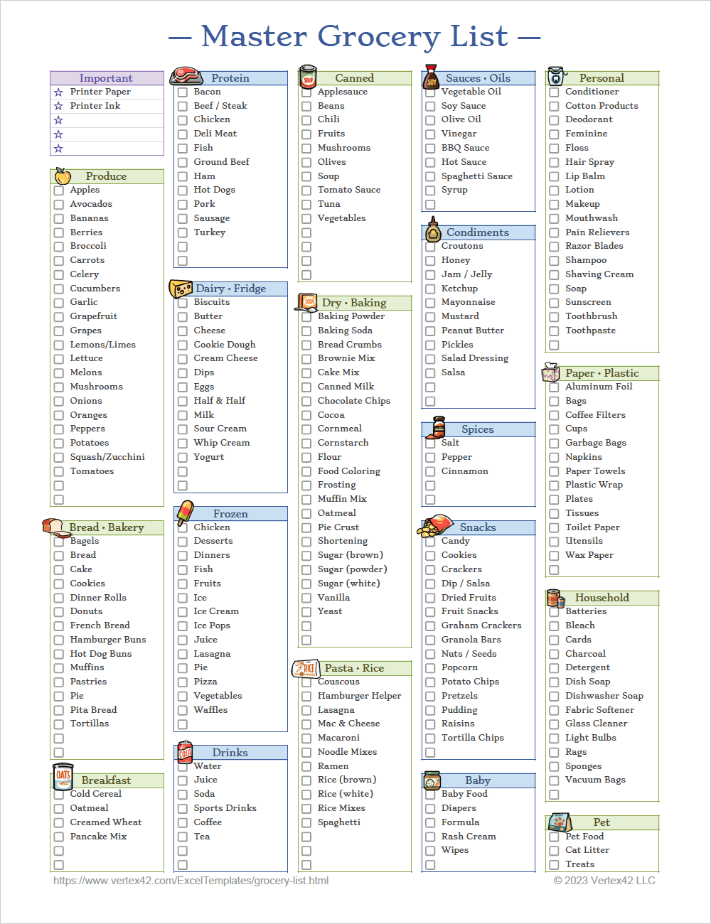 Grocery List And Shopping List Templates
