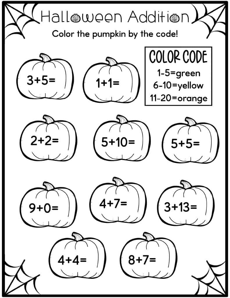 Halloween Addition And Subtraction Worksheets Kids Activity Zone Halloween Addition And Subtraction Worksheets Kids Activity Zone