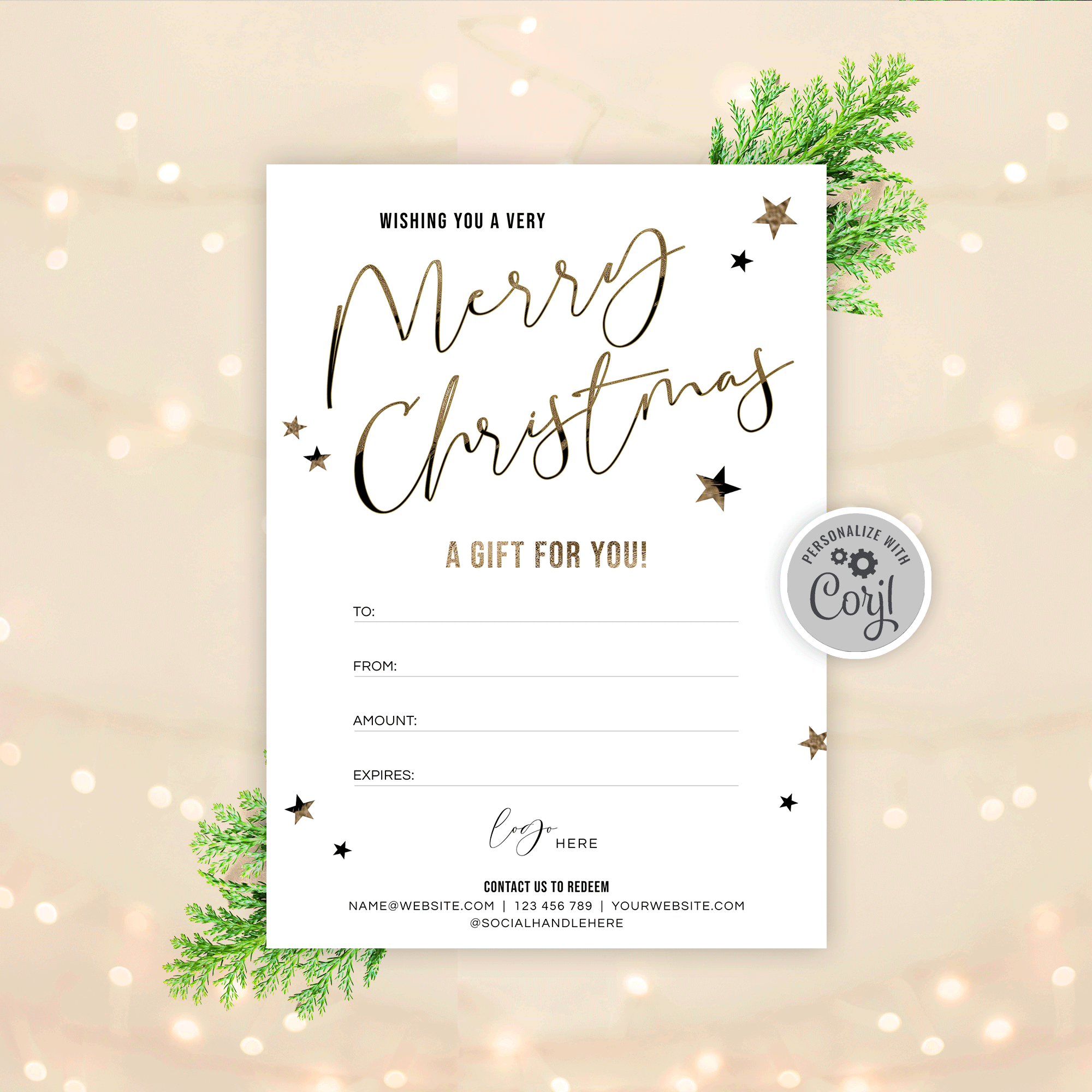 Holiday Gift Card Template Customizable Christmas Gift Vouchers Holiday Gift Card Template Customizable Christmas Gift Vouchers
