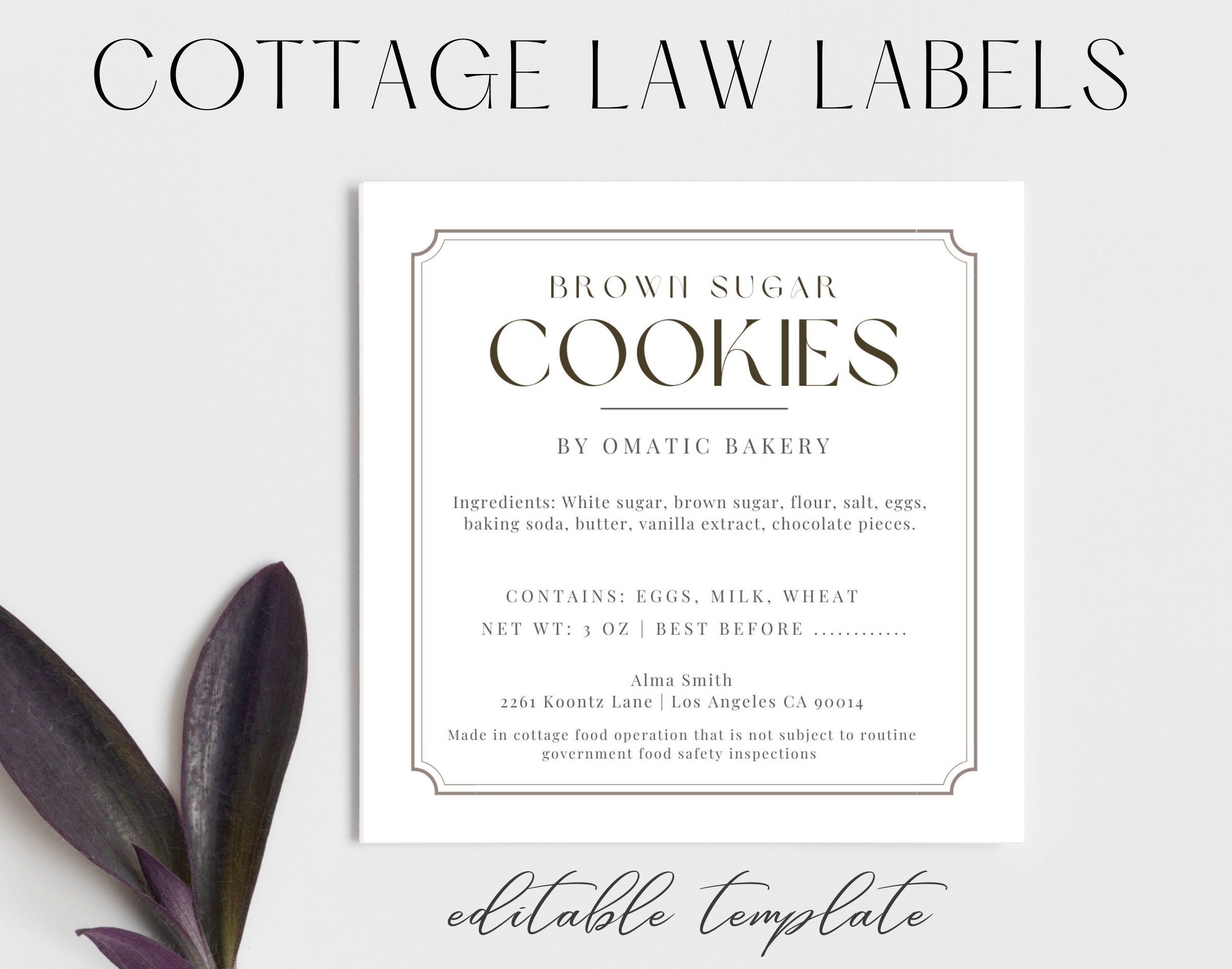 printable cottage food label template