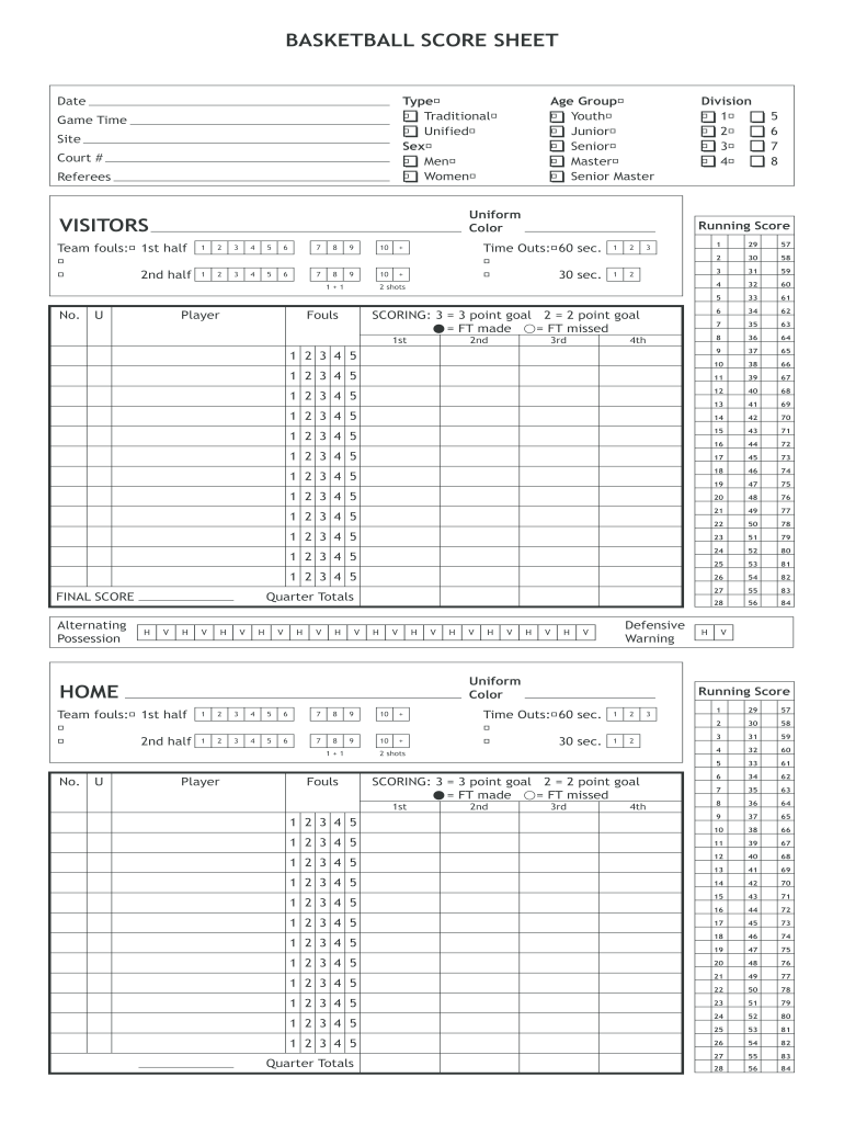 Homeschool Learning Network Basketball Score Sheet Form Fill Online Printable Fillable Blank PdfFiller