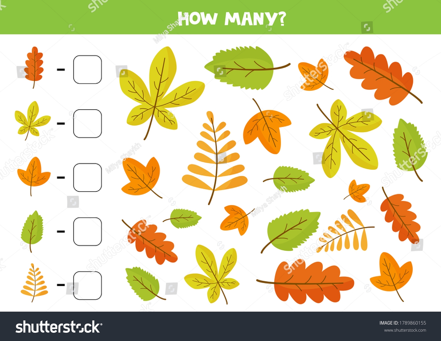 How Many Autumn Leaves There Math Stock Vector Royalty Free 1789860155 Shutterstock