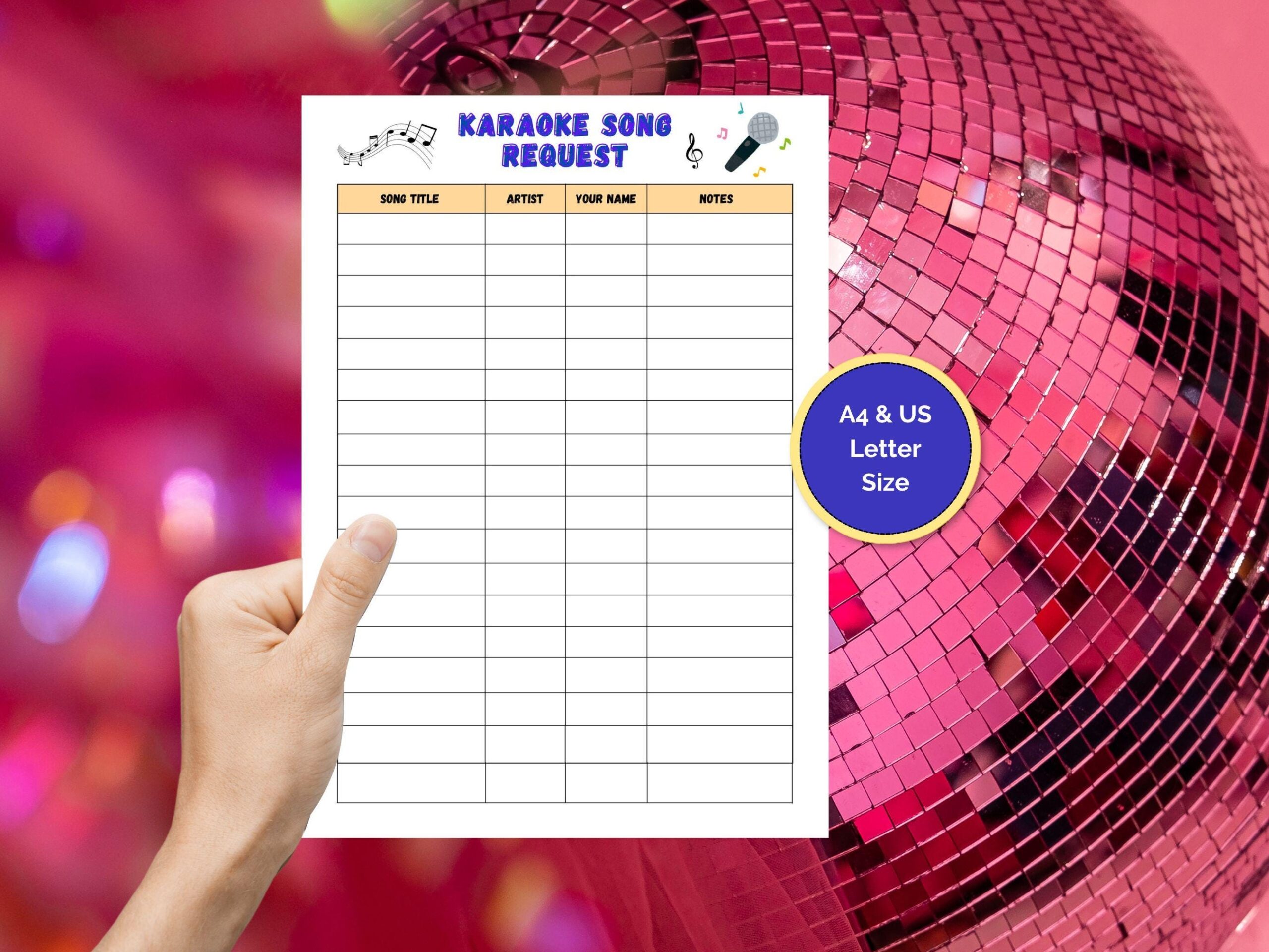 free printable karaoke list templates
