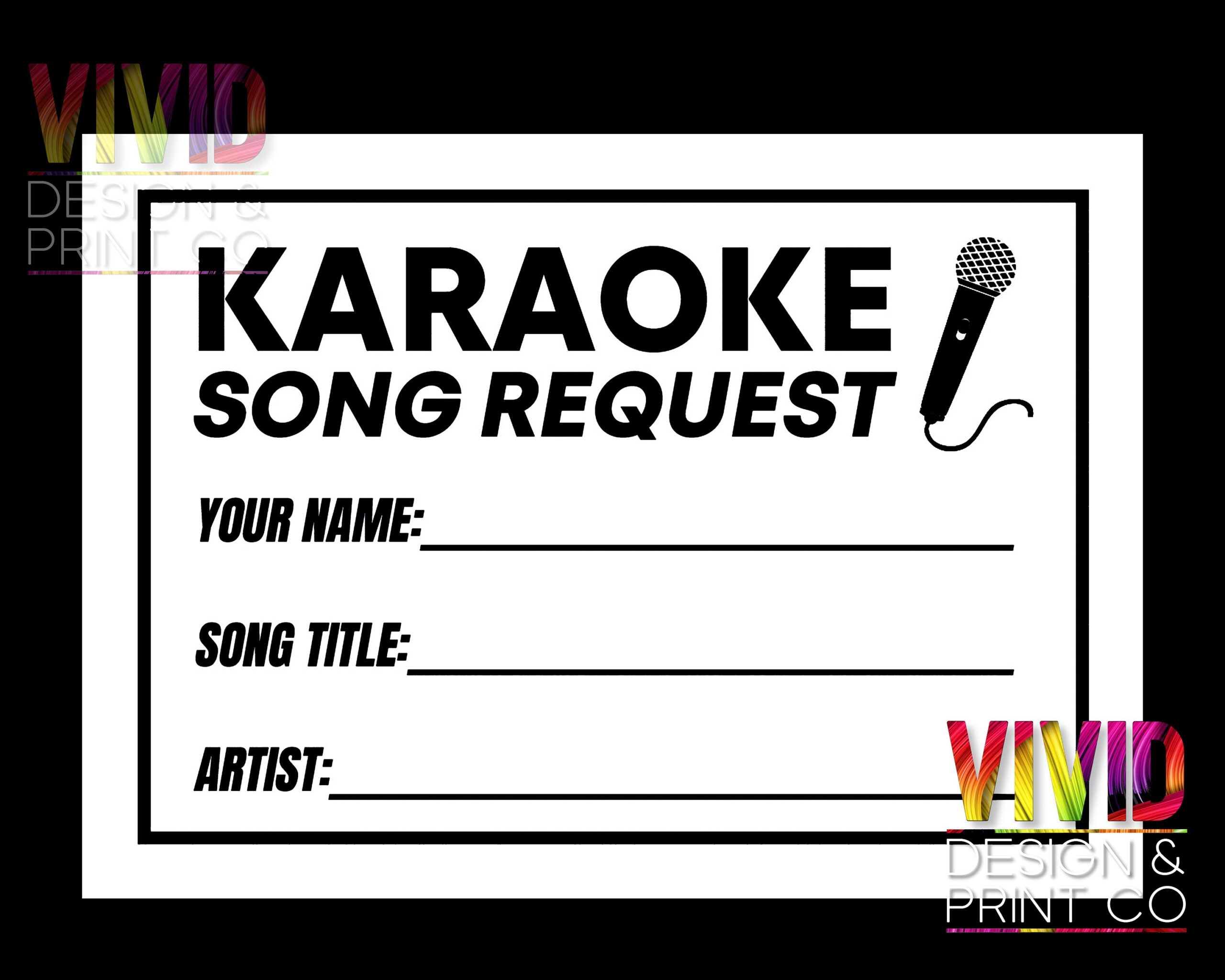 Karaoke Slips Print At Home Black White Digital Download 8 Per Page A4 Laser inkjet Great For Djs Karaoke Party s Professional Laser Etsy