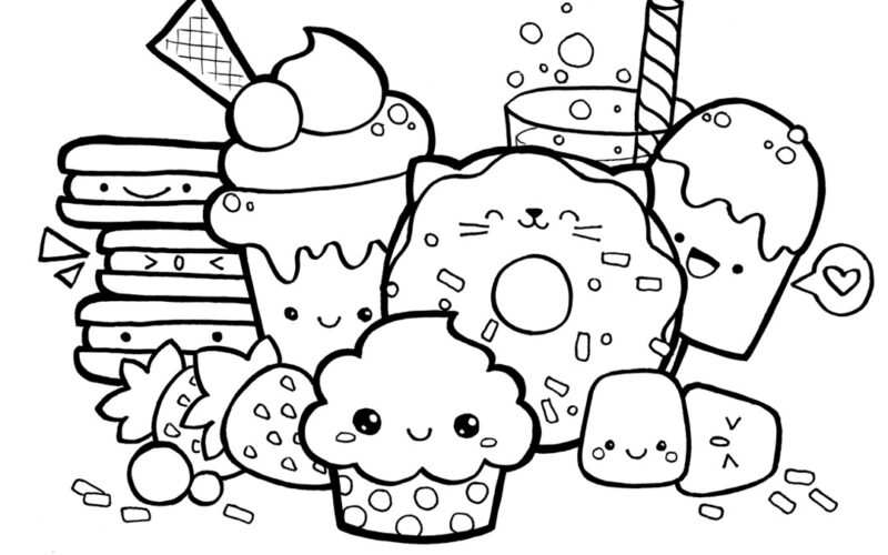 Kawaii Sweets Doodle FREE Coloring Page Printalbe PDF