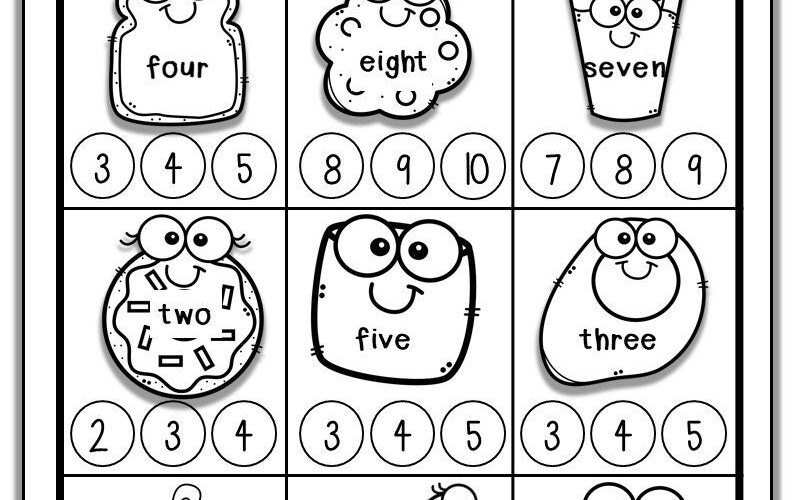 Kindergarten Math Worksheets Numbers 1 10 Number Words PDF Etsy