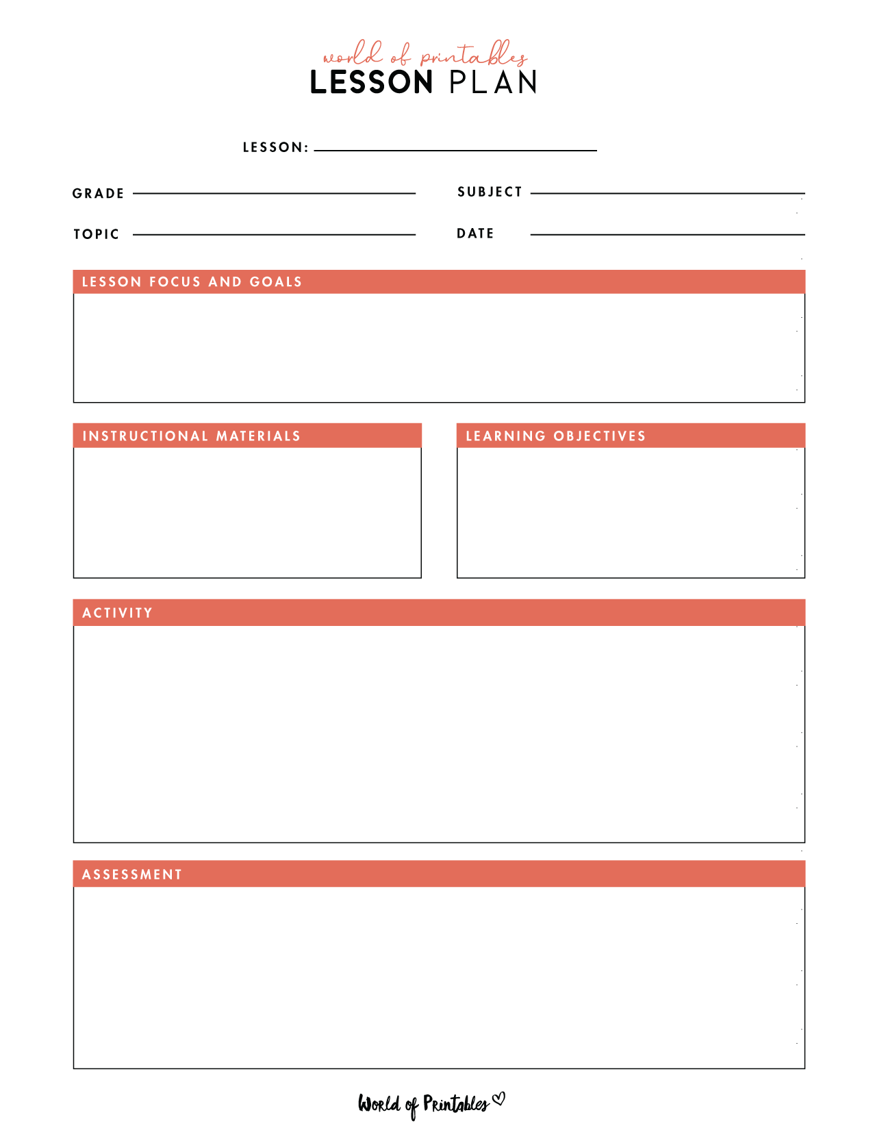 Lesson Plan Templates World Of Printables Lesson Plan Templates World Of Printables
