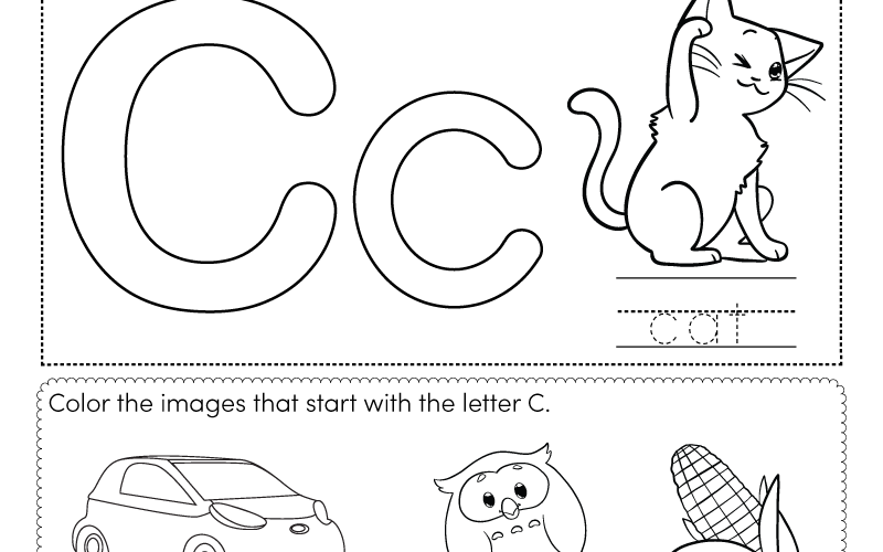 Letter C Coloring Worksheet Free Printable Digital PDF