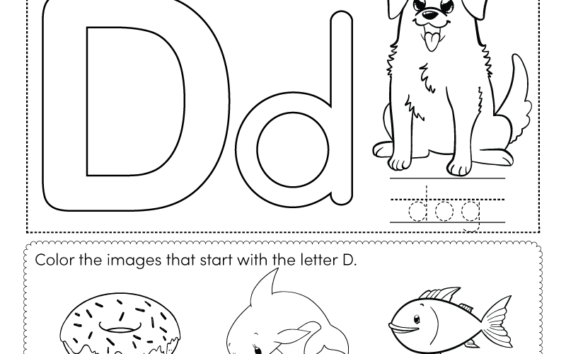 Letter D Coloring Worksheet Free Printable Digital PDF