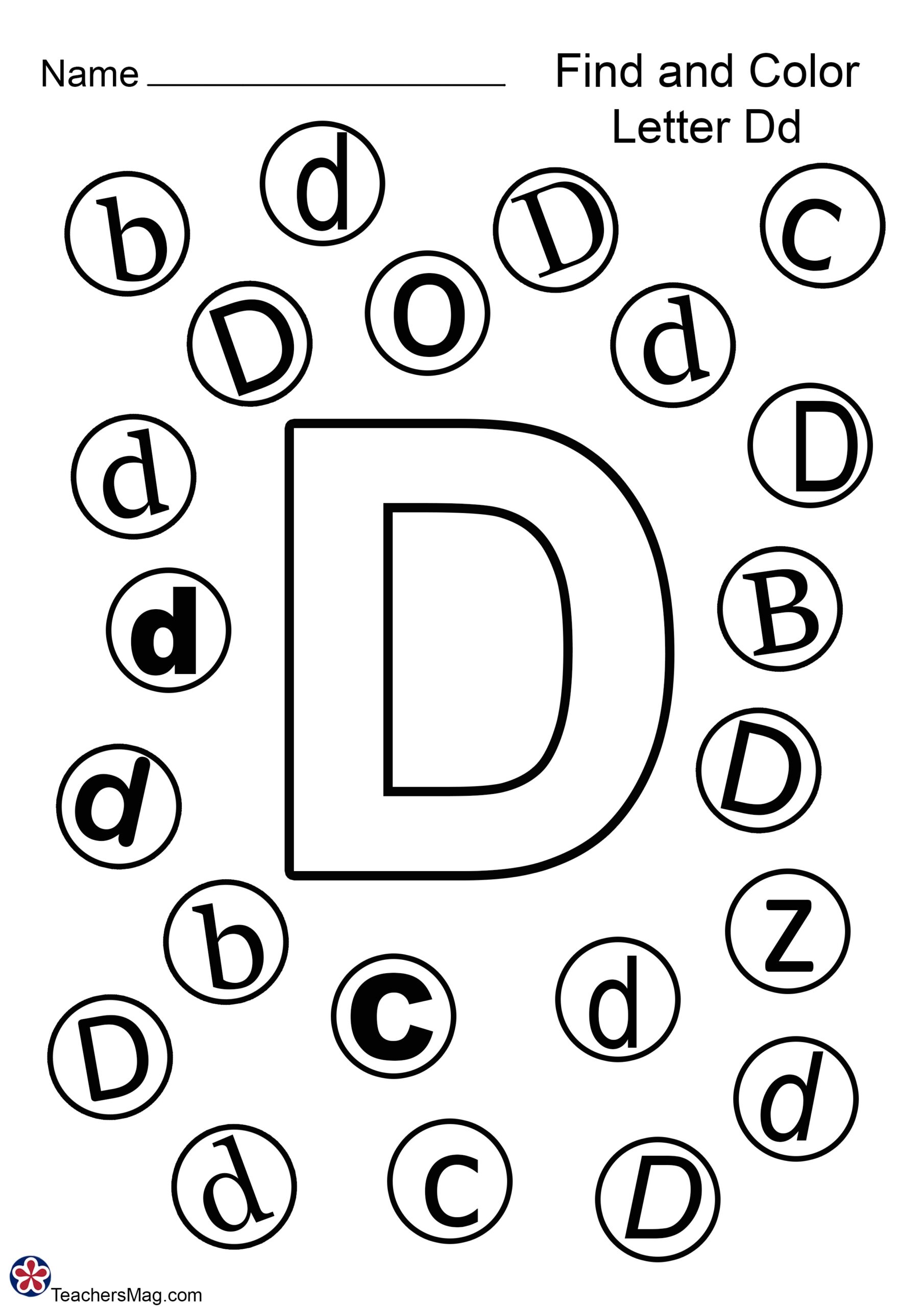 letter d printable worksheets